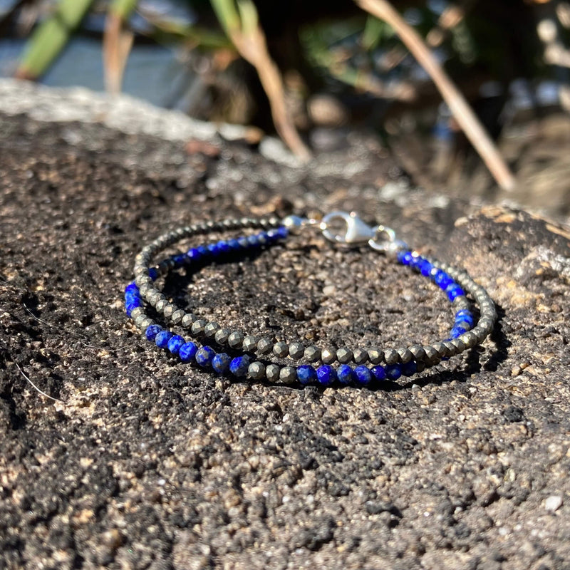 Lapis Lazuli & Pyrite Double Strand unisex Bracelet