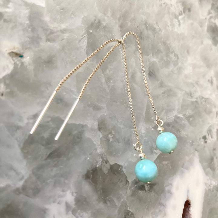     Larimar Thread Earrings