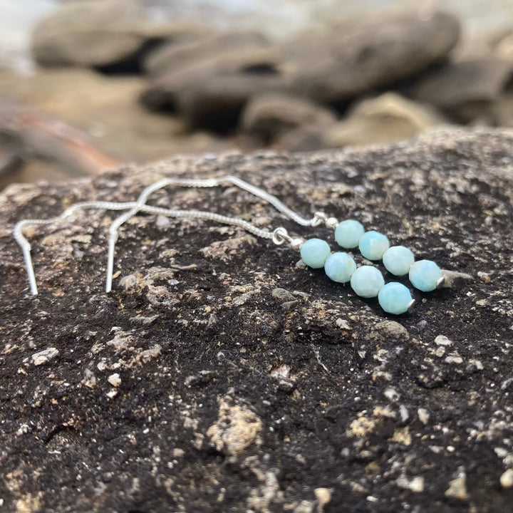 Larimar Thread Earrings for healing