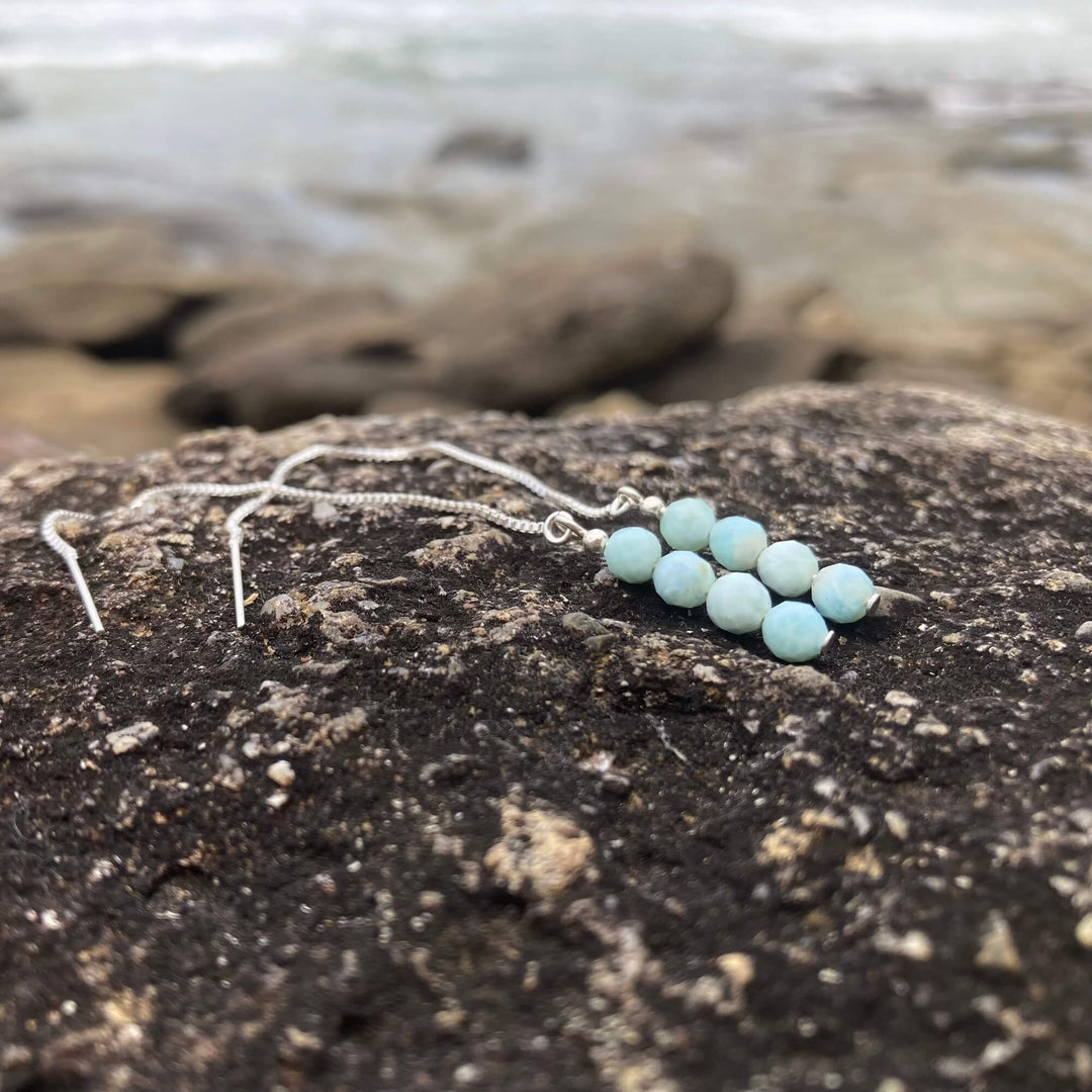 Larimar healing Thread Earrings for ladies