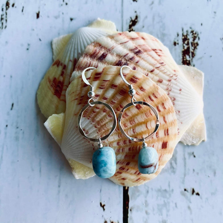 larimar pendant earrings fro healing