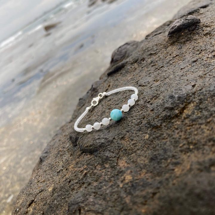 larimar & moonstone healing crystal bracelet