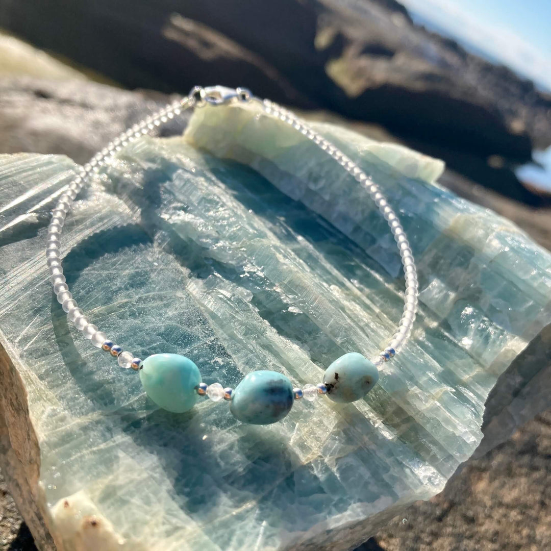 Larimar & Moonstonehealing crystal Anklet