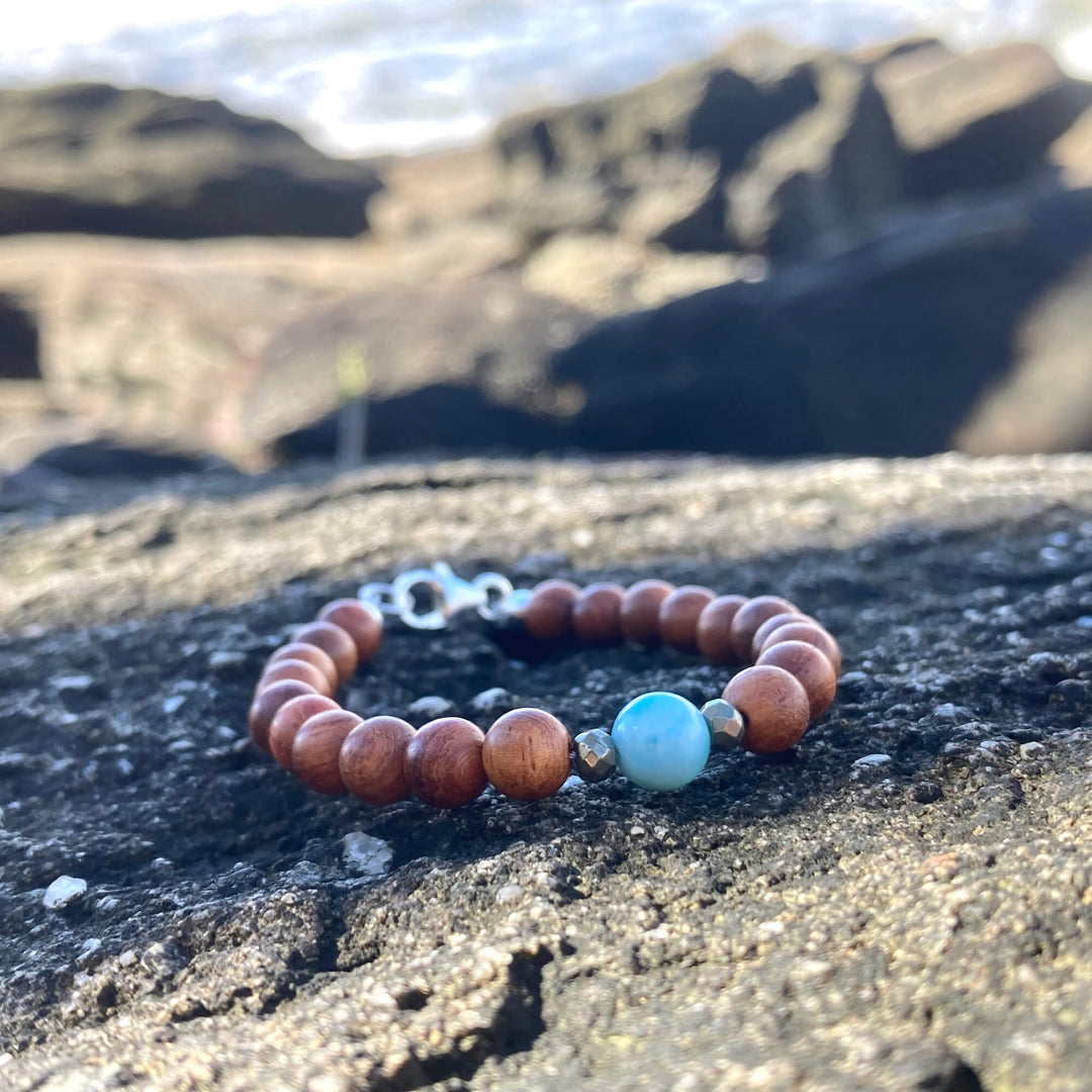 Larimar Wood healing crystal Bracelet