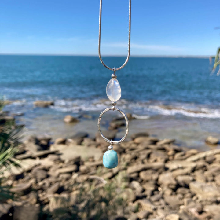 Larimar & Moonstone Pendant Crystal Necklace