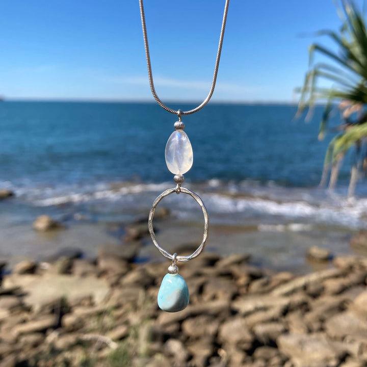 Larimar & Moonstone Pendant Necklace