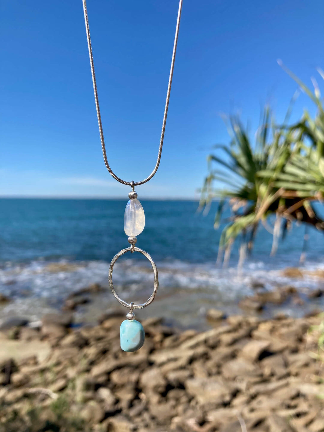 Larimar & Moonstone Pendant Necklace for healing