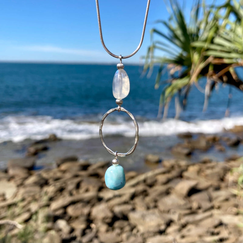 Larimar & Moonstone Pendant Necklace for support