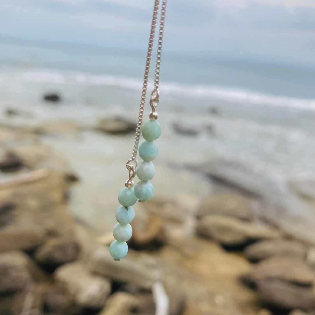 Larimar healing Thread Earrings