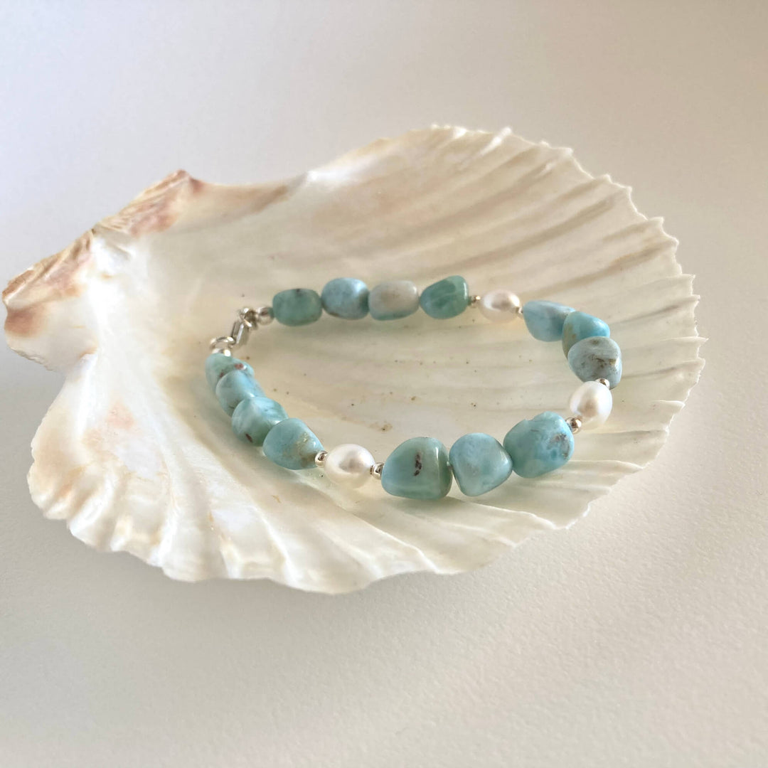 Larimar & Pearl Bracelet