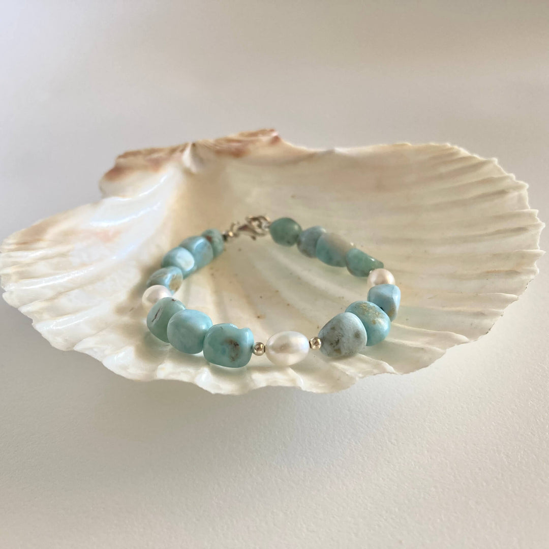 Larimar & Pearl Bracelet