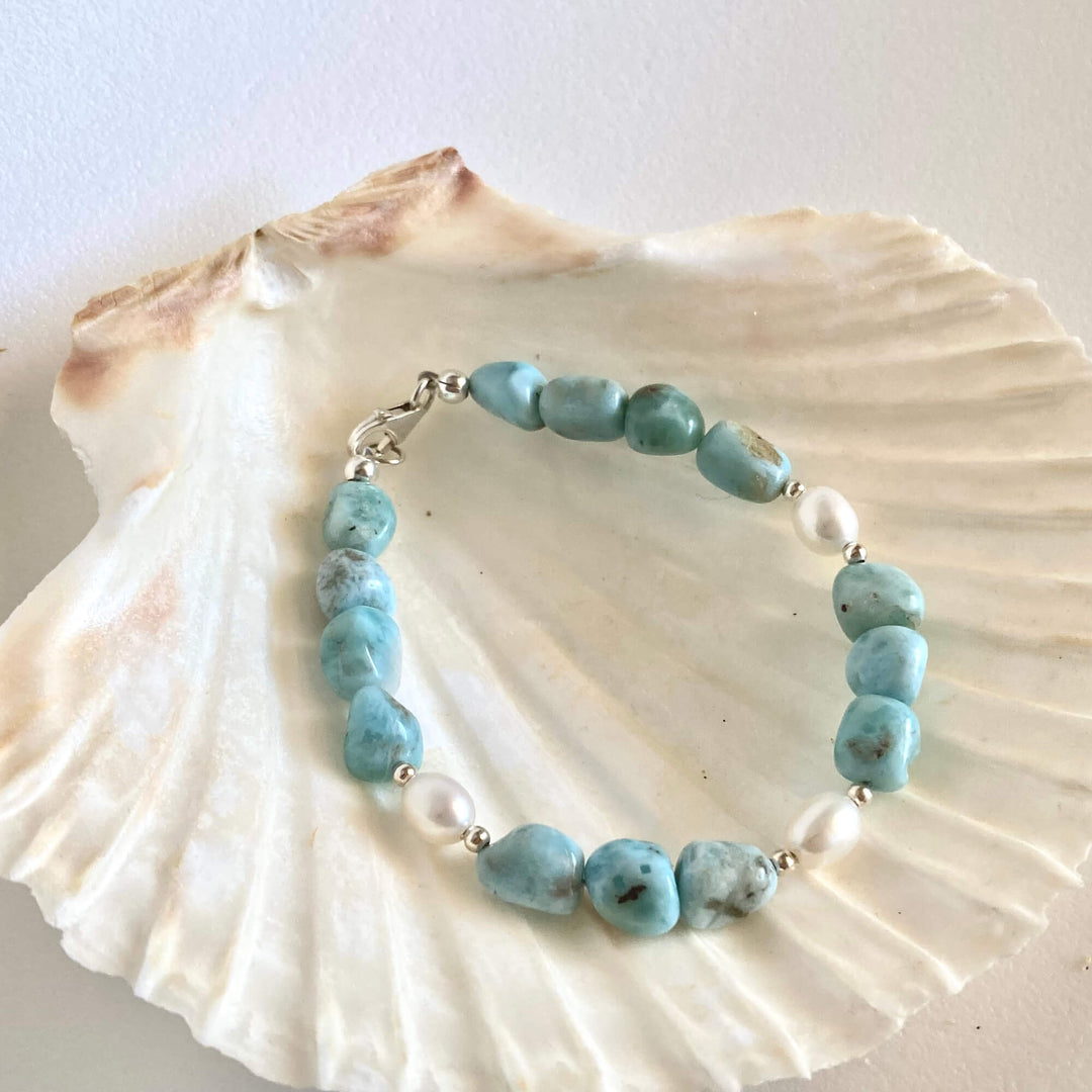 Larimar & Pearl Bracelet