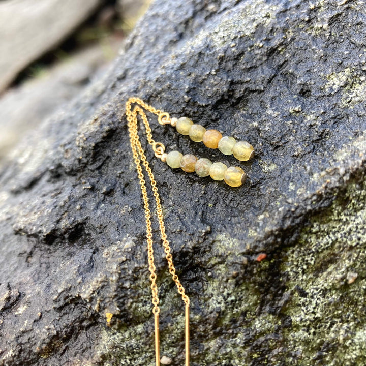 Light of Ra Green Garnet Thread earrings