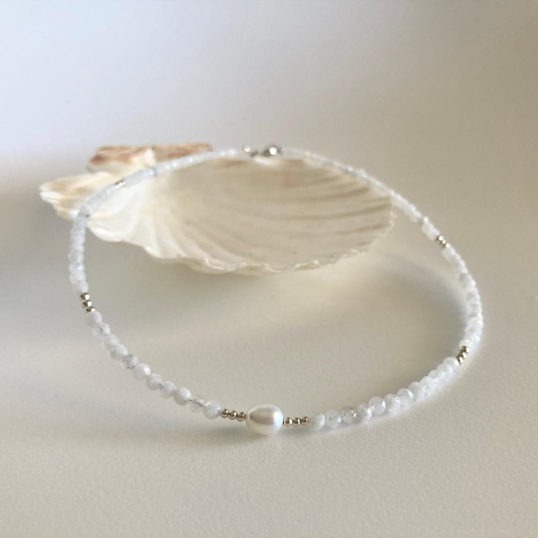 La Luna Love Moonstone & Pearl Choker