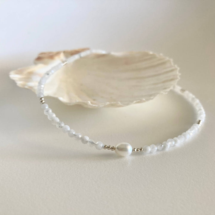 La Luna Love Moonstone & Pearl Choker