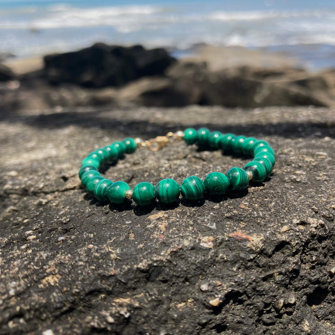 Malachite & Gold Healing Crystal Bracelet