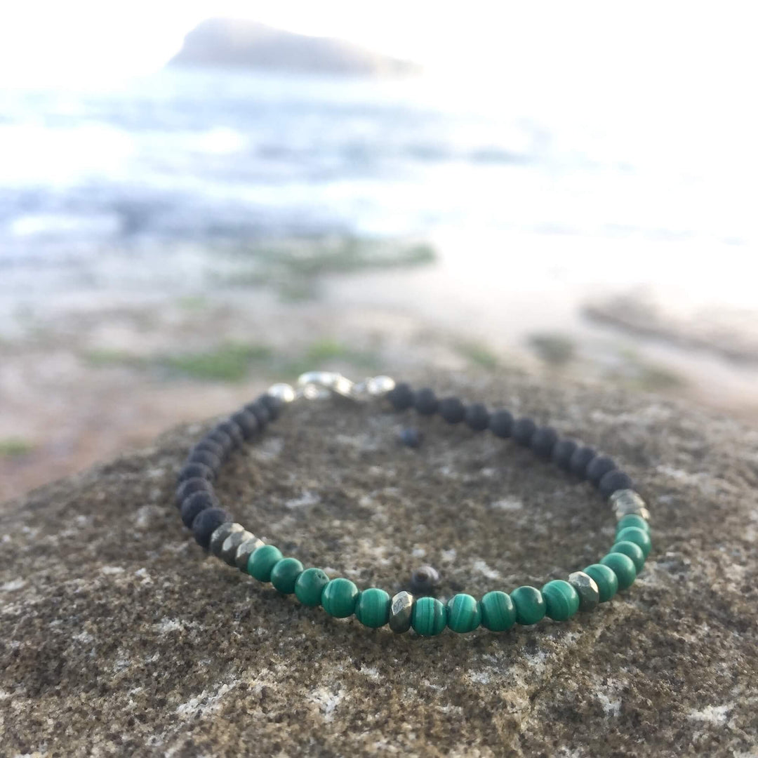 Malachite & Pyrite Diffuser Bracelet