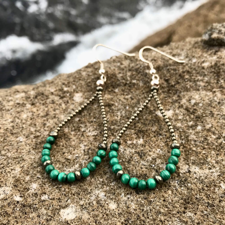 Malachite & Pyrite Earrings for manifestation 