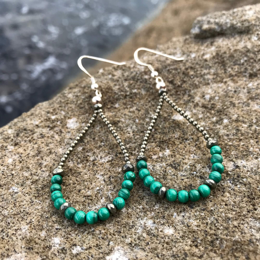 Malachite & Pyrite Healing Crystal earrings