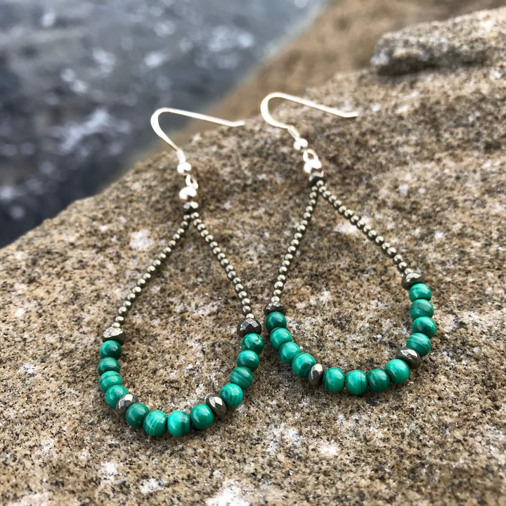 Malachite & Pyrite Healing Crystal earrings