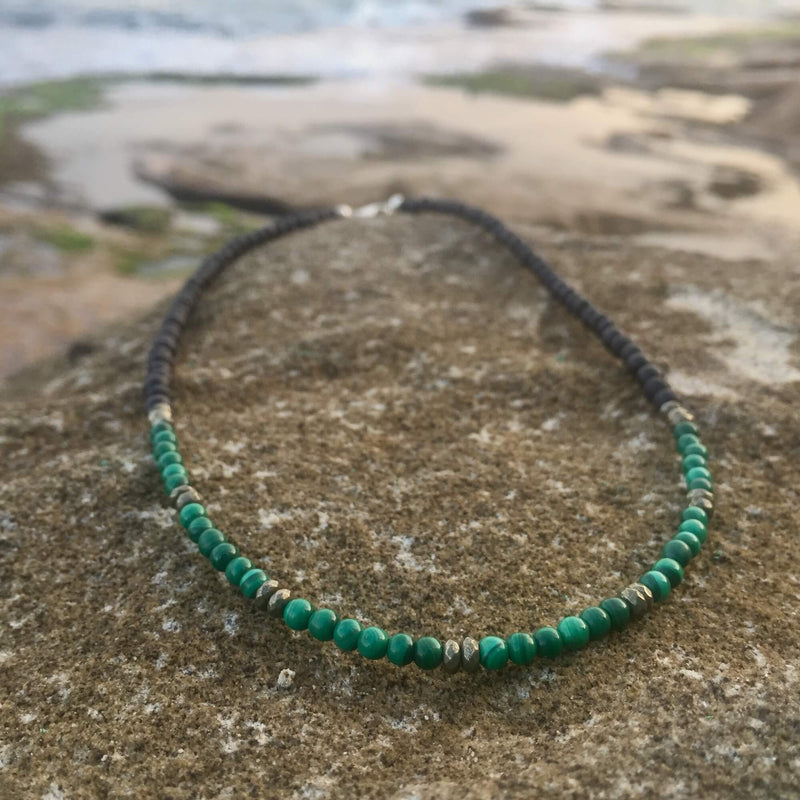 Malachite & Pyrite Lava Stone Diffuser Necklace