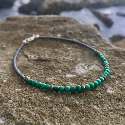 Malachite & Pyrite anklet for healing and manifestation
