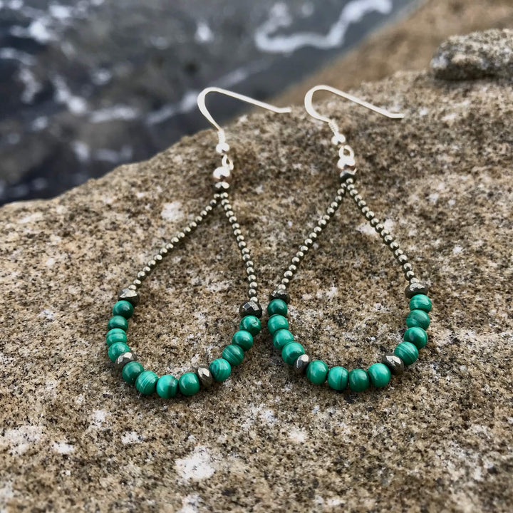 Malachite & Pyrite manifestation and healing earrings