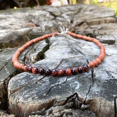 Mens Motivation Necklace with red tigers eye