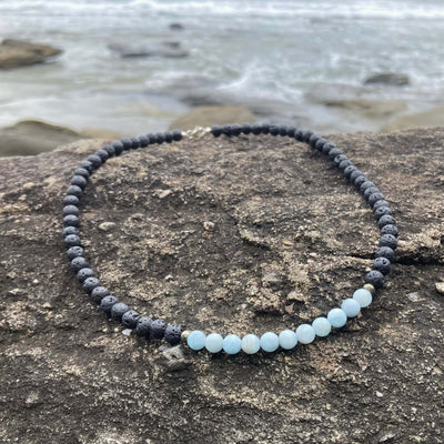 Mens Necklace For Courage with Aquamarine