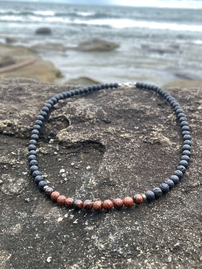 Self-Acceptance - Red Obsidian Men's Necklace for healing