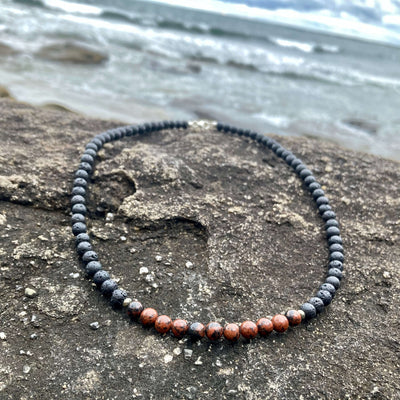 Self-Acceptance - Red Obsidian Men's Necklace for support