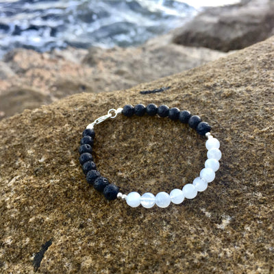 Moonstone Diffuser Bracelet La Luna Love with Lava Beads Hand Beaded by House of Aloha Central Coast NSW Australia