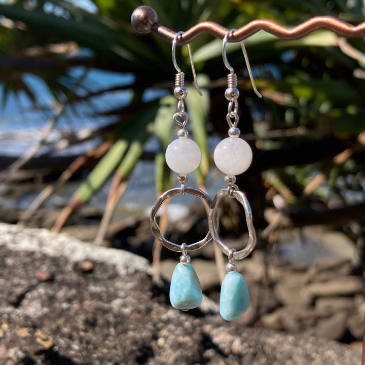 Larimar & Moonstone Pendant Earrings for healing