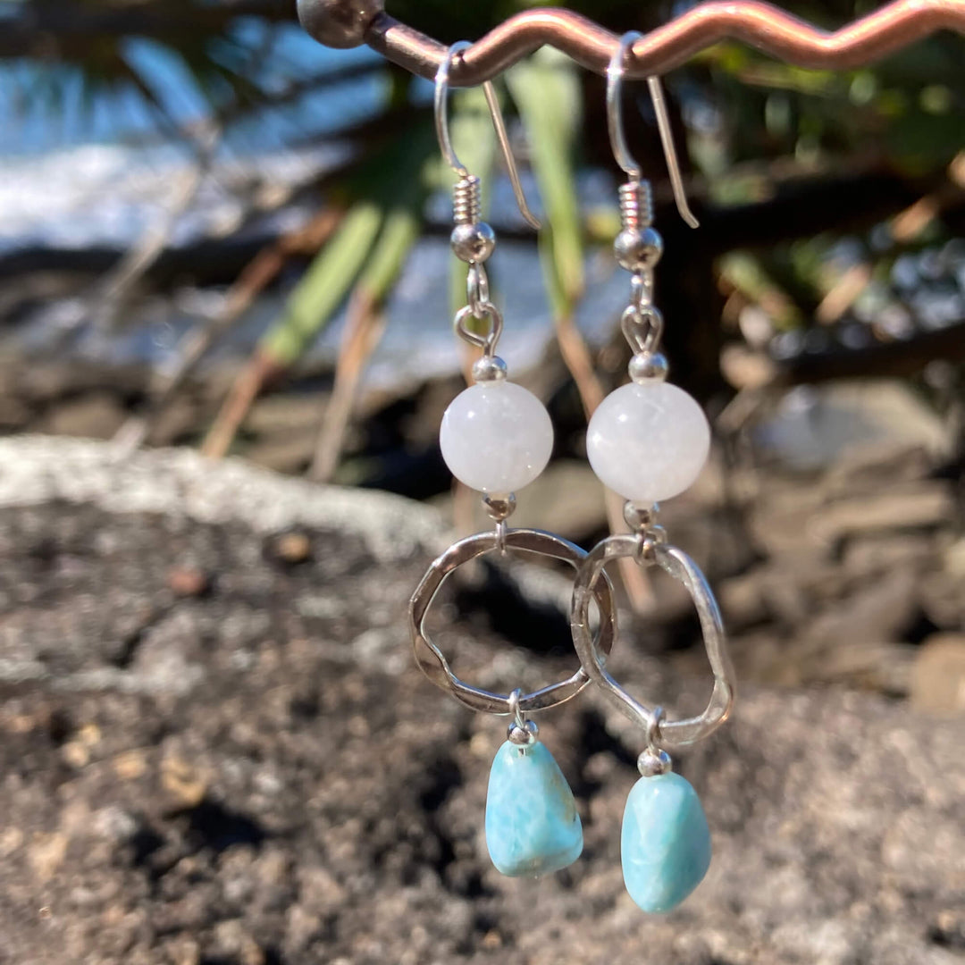 Larimar & Moonstone Pendant crystal Earrings