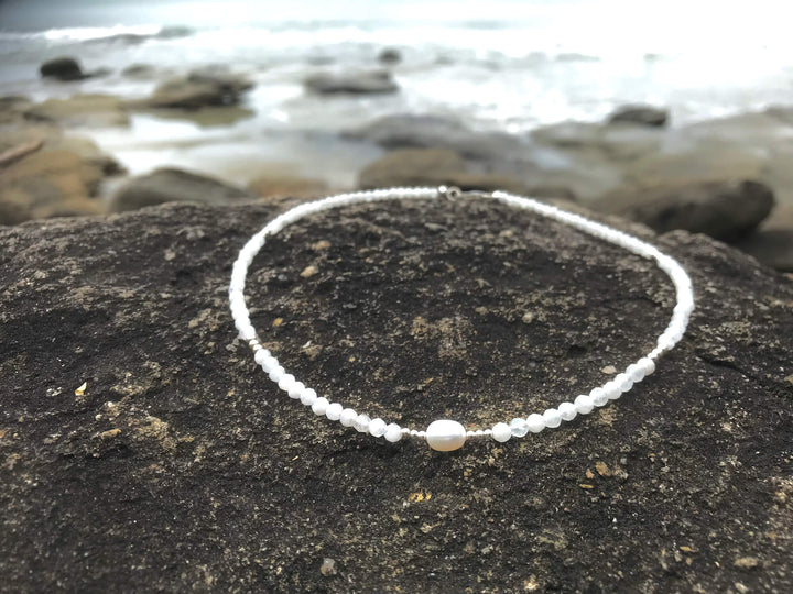 La Luna Love Moonstone & Pearl Choker