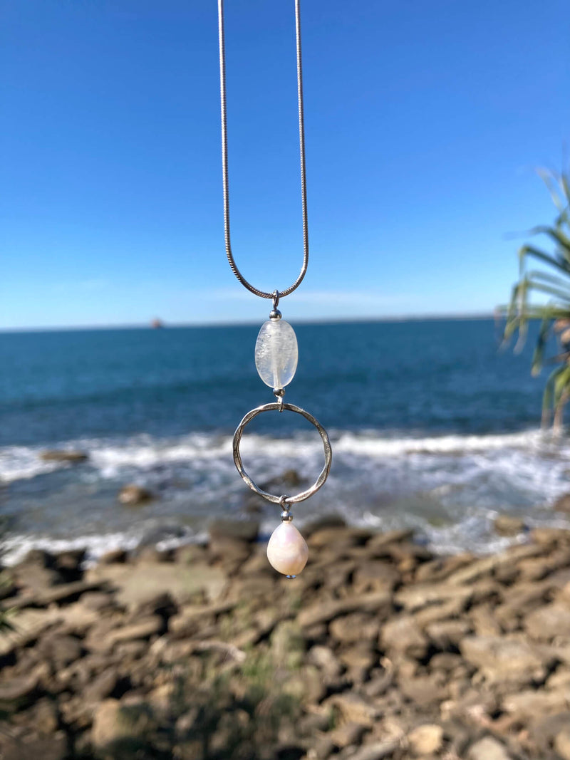 Moonstone & Pearl Pendant Necklace for comfort