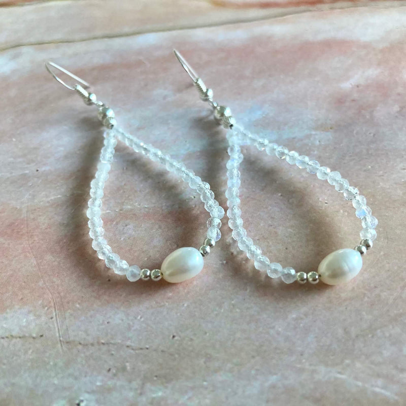 moonstone & pearl earrings for healing