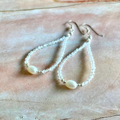 moonstone & pearl healing earrings