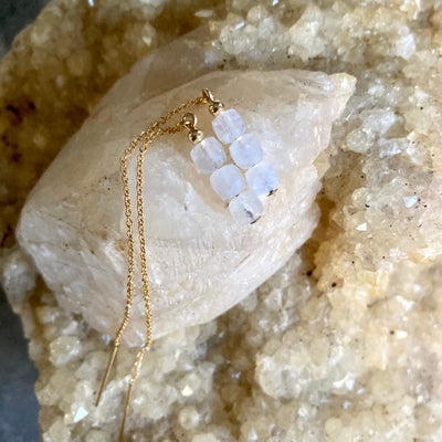 Moonstone healing Gold Thread Earrings