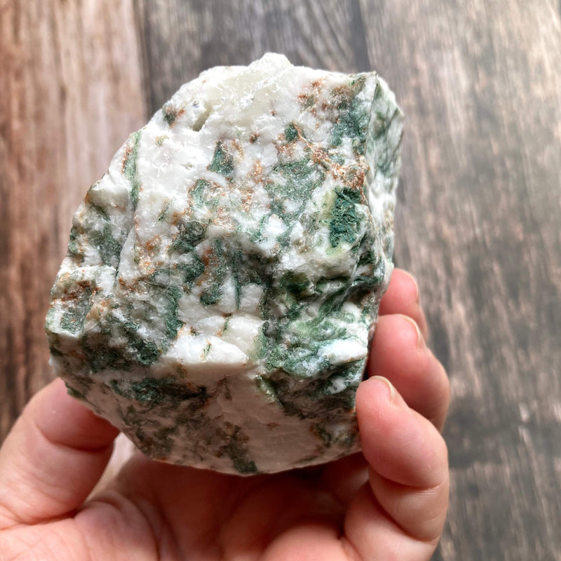 Moss Green Agate Rough red bits5