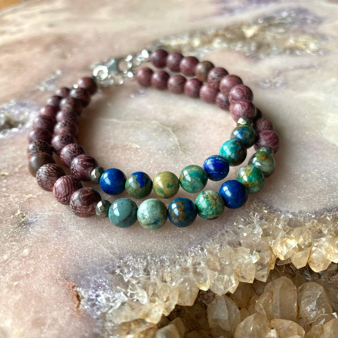 Mumma Bear and Her Cub Azurite Bracelet Set