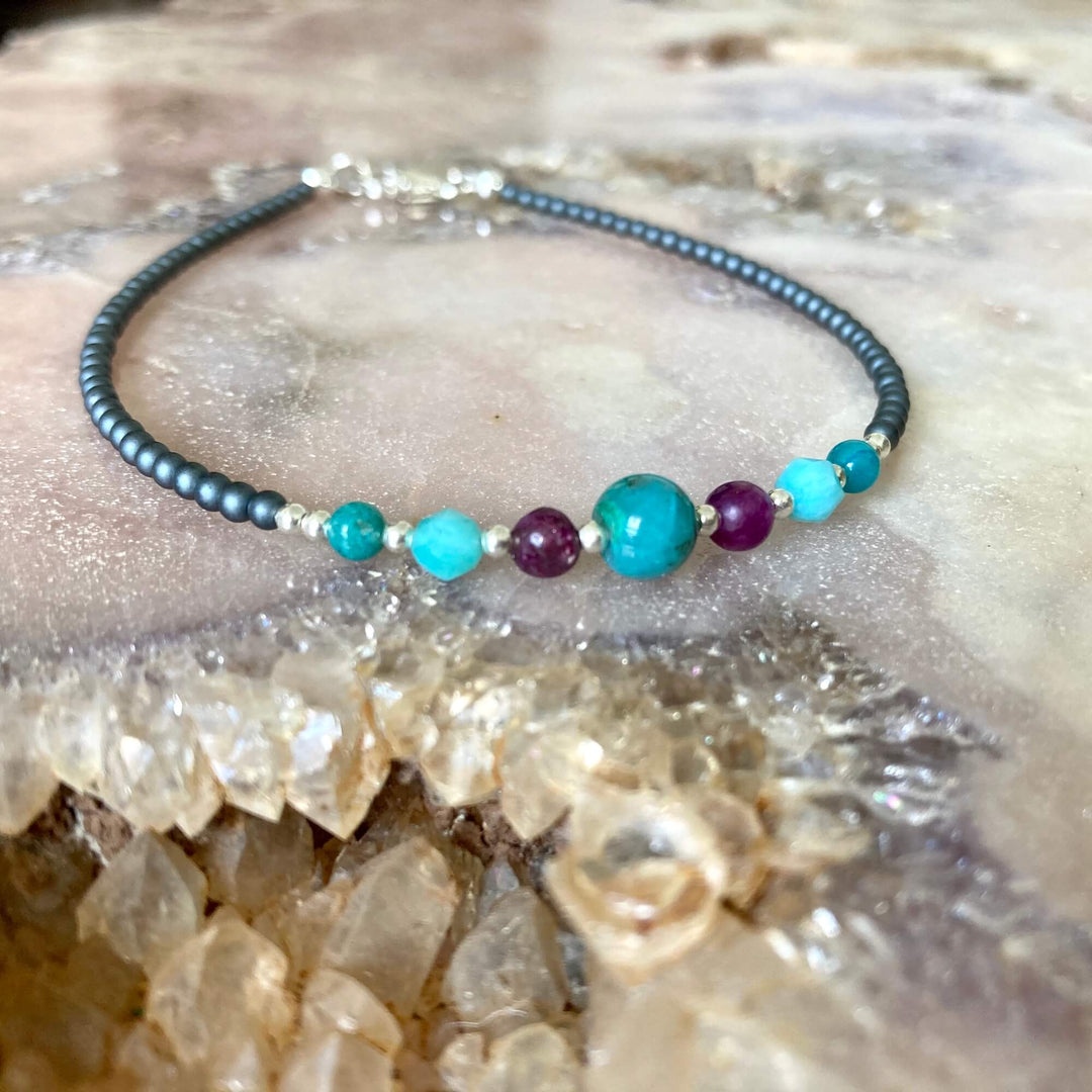 Peacock love ladieshealing crystal  Anklet