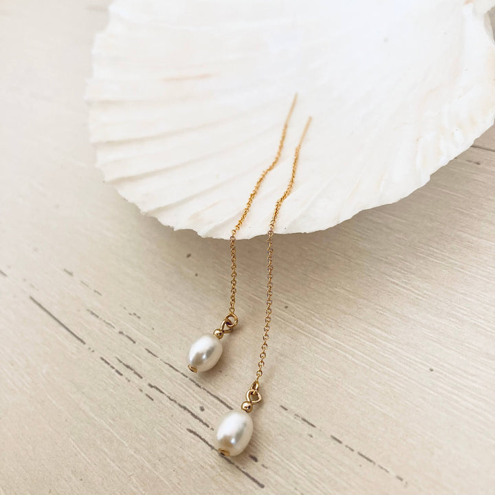 Golden Priestess - Pearl Thread Earrings