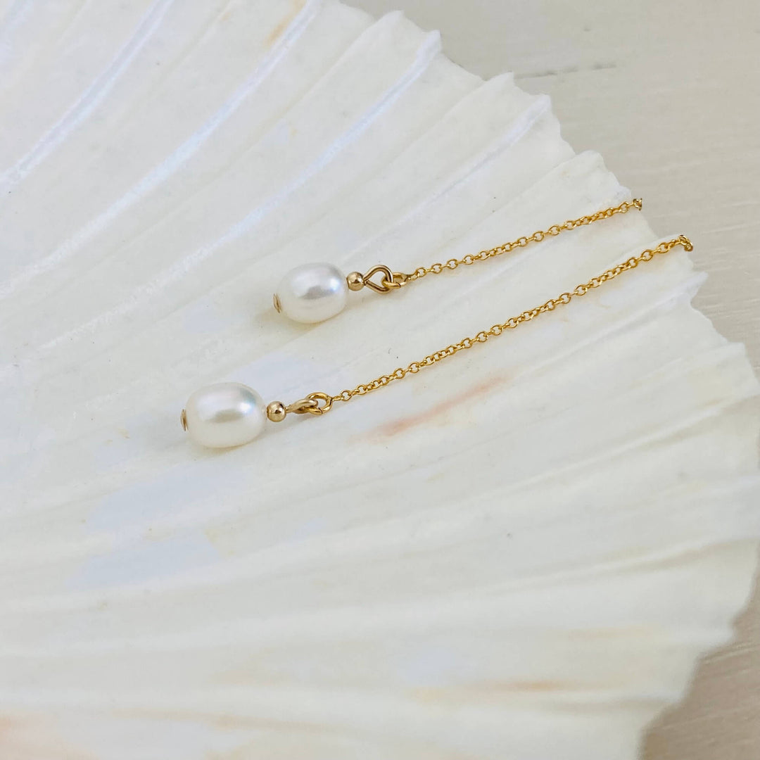 Golden Priestess - Pearl Thread Earrings