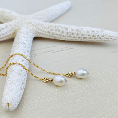 Golden Priestess - Pearl Thread Earrings