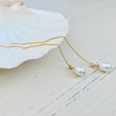 Golden Priestess - Pearl Thread Earrings