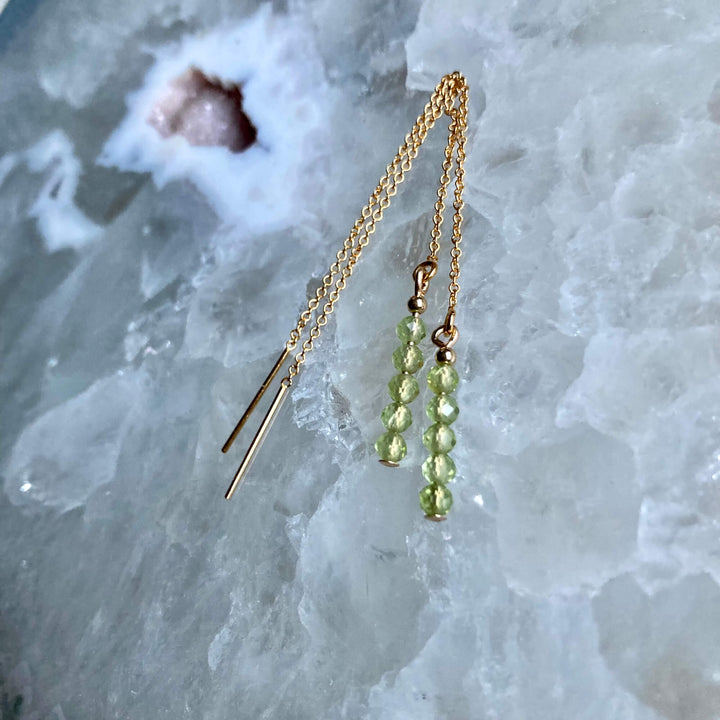 Peridot Gold Thread Earrings