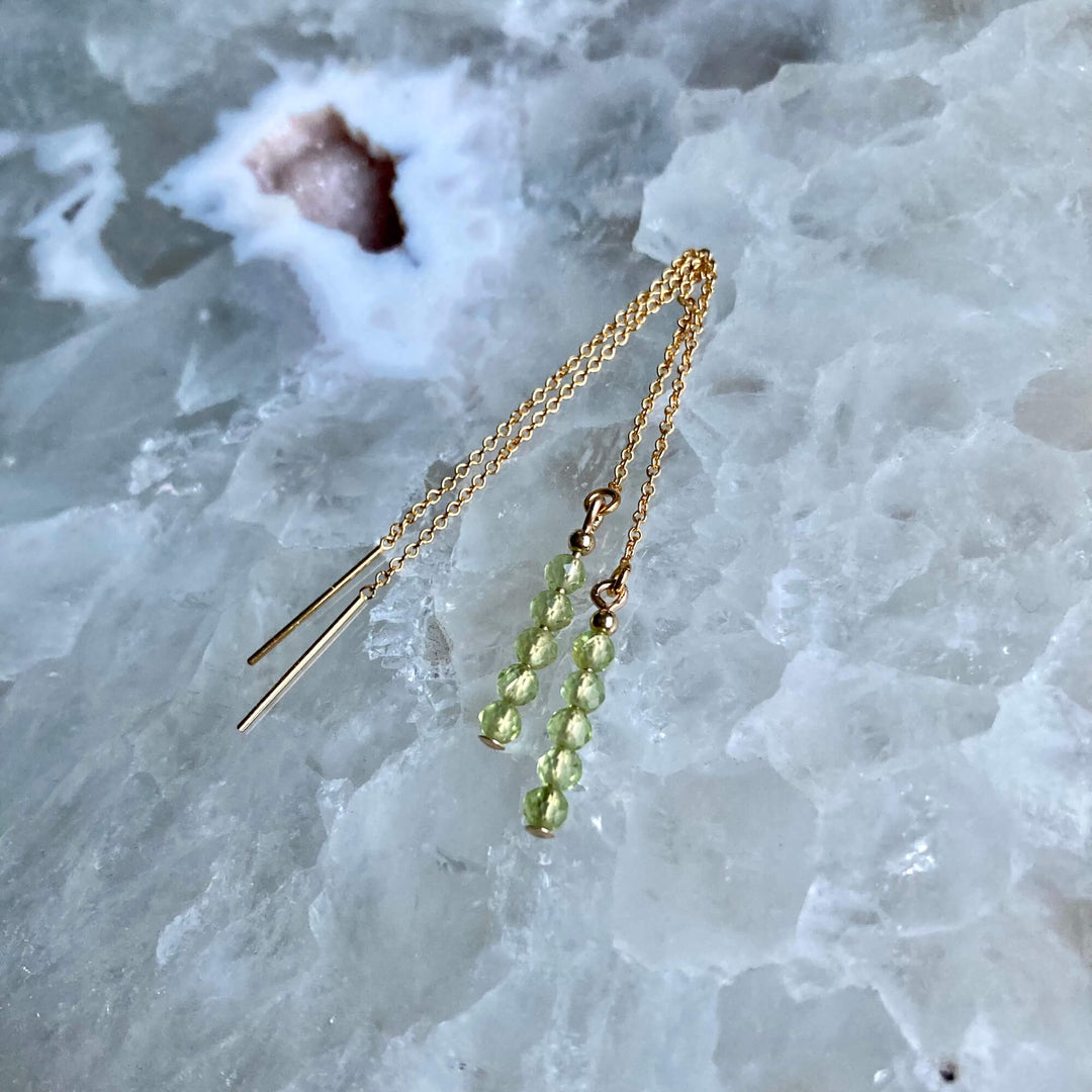 Peridot Gold Thread Earrings for ladies