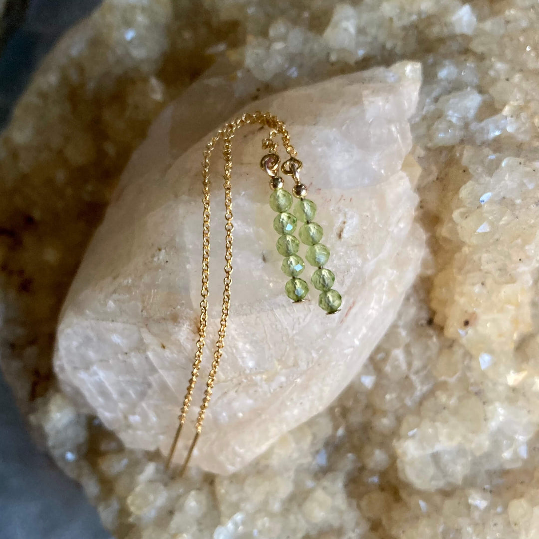 Peridot Gold Thread healing Earrings