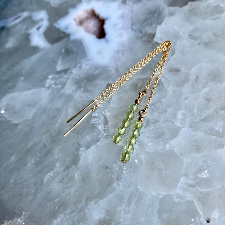 Peridot Gold ladies Thread Earrings